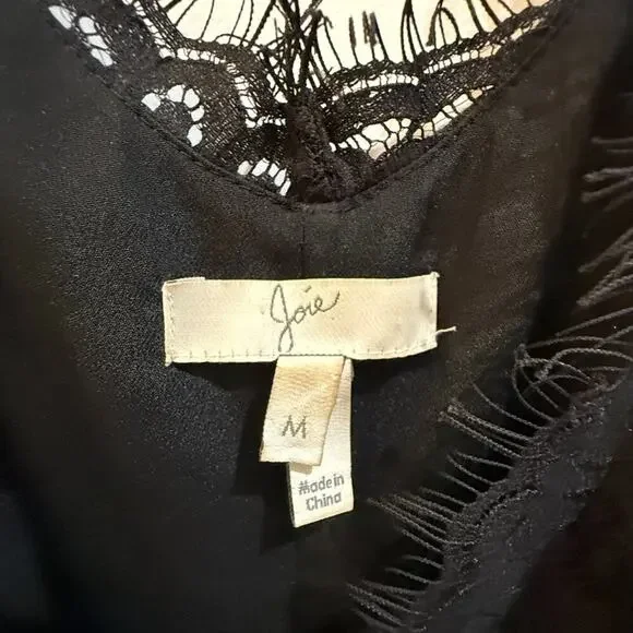 Joie Black Lace V-Neck Sleeveless Mini Dress Size M Cocktail Date Night LBD - Picture 10 of 11